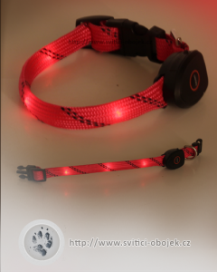 Svítící obojek pro malé psy USB - Červený